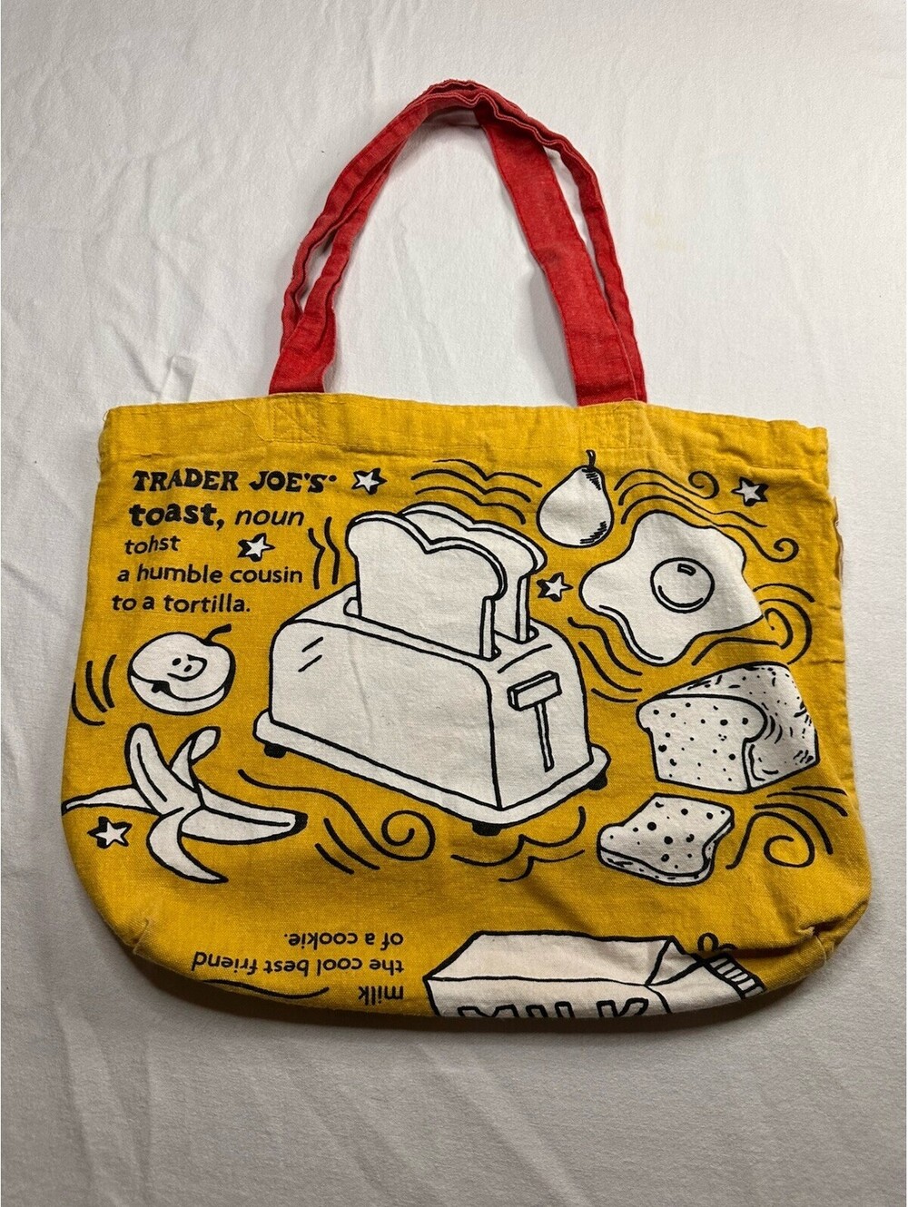 Trader Joe's Breakfast Waffle Toast Milk Jam Shopping Reusable Grocery Eco Bag